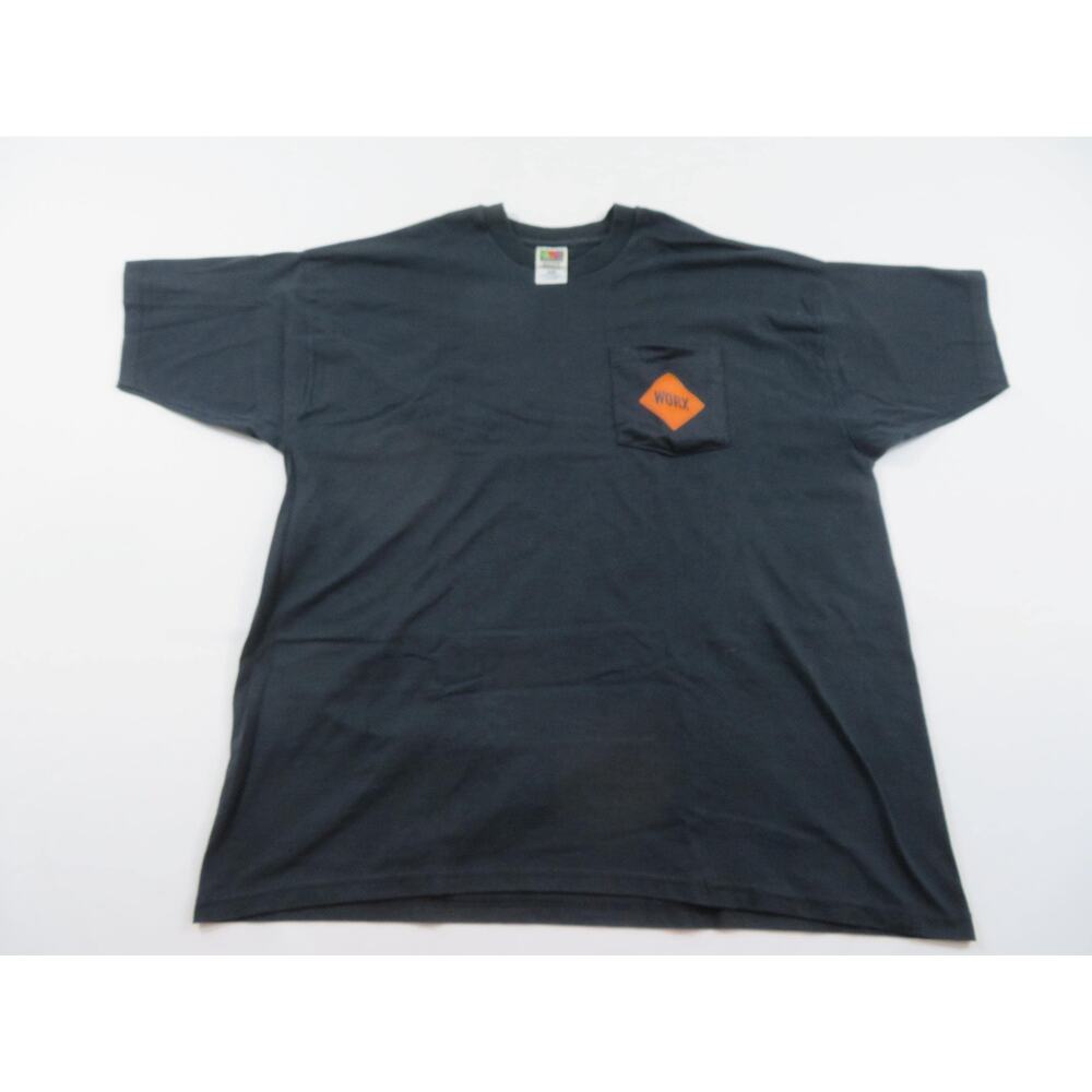 Worx Pocket T-shirt, Black Orange, Sz XL Y2K